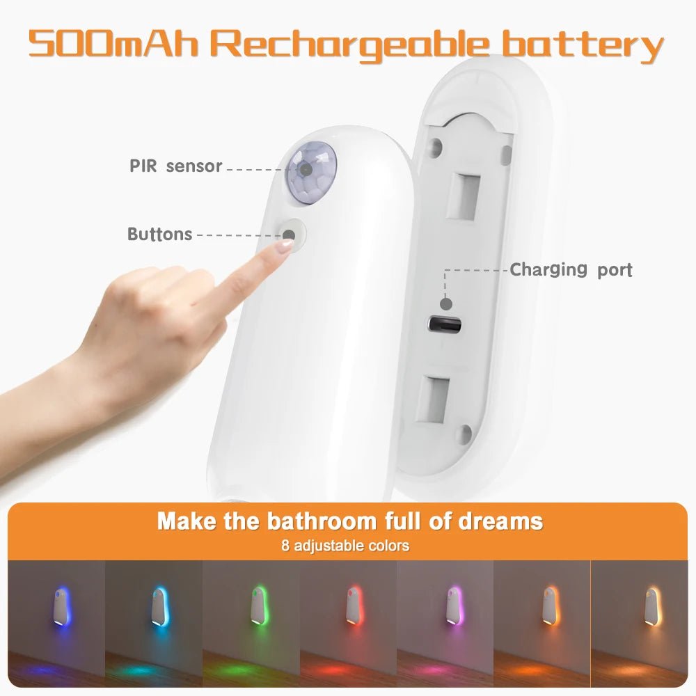Toilettenschüssel Nachtlicht RGB 7 Farben Bewegungssensor LED Bad - flohmarkt-deutschland.shop