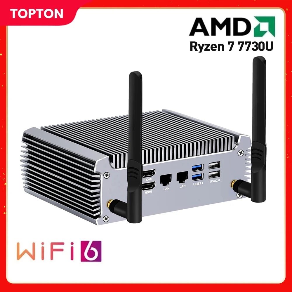 Topton Lüfterloser Mini-PC – AMD Ryzen, Dual LAN, Windows 11 - flohmarkt-deutschland.shop