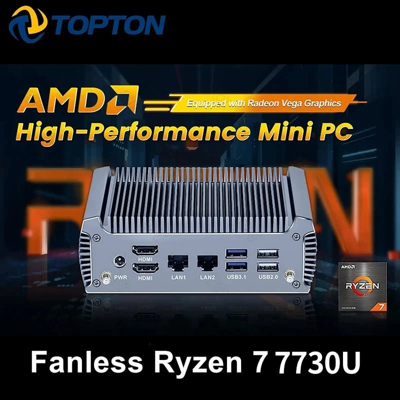 Topton Lüfterloser Mini-PC – AMD Ryzen, Dual LAN, Windows 11 - flohmarkt-deutschland.shop