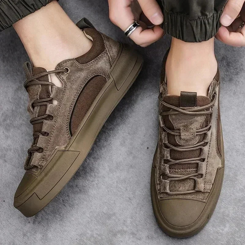 Trend männer Casual Leder Schuhe 2023 Neue Schuhe für Männer High-top Schwarz Casual Männlichen Turnschuhe Plattform S 2023 neue Tenis Masculino - flohmarkt-deutschland.shop