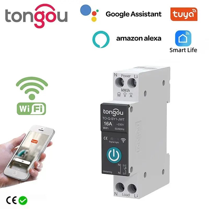 Tuya WiFi Smart Circuit Breaker 1P 63A DIN Rail for Smart Home Wireless Remote Control WiFi Switch by APP TONGOU Free Shipping - flohmarkt-deutschland.shop