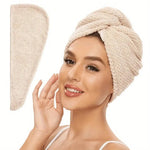 Unifarben Haar Handtuch Kappe Texturiert - Absorbierendes Haarhandtuch Mit Knopfverschluss Für Frauen - flohmarkt-deutschland.shop