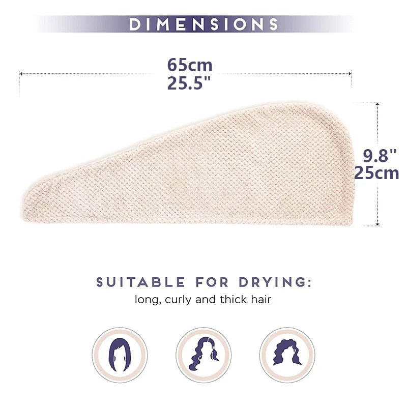 Unifarben Haar Handtuch Kappe Texturiert - Absorbierendes Haarhandtuch Mit Knopfverschluss Für Frauen - flohmarkt-deutschland.shop