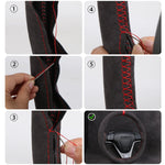 Universal Wildleder Auto Lenkrad Abdeckung DIY Hand Nähen Weiche Leder Flechten Abdeckung Für Auto Lenkrad - flohmarkt-deutschland.shop