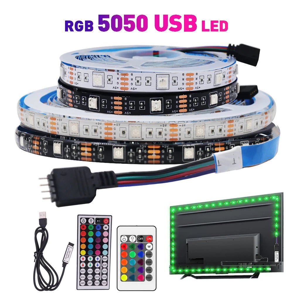 USB RGB LED Streifen 5V TV Hintergrundbeleuchtung 1-5m Zimmer Deko - flohmarkt-deutschland.shop