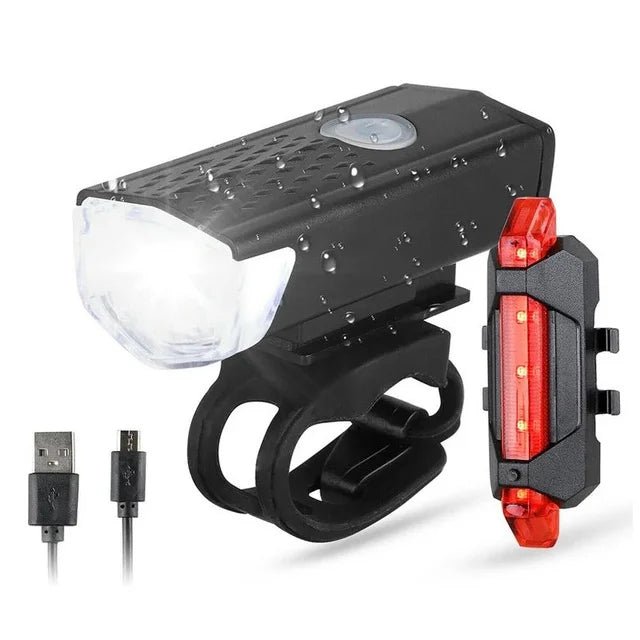 USB wiederaufladbares Fahrradlicht, Frontlicht, rotes Rücklicht, einfach zu installieren, 3 Modi, Fahrradzubehör für das Fahrrad - flohmarkt-deutschland.shop