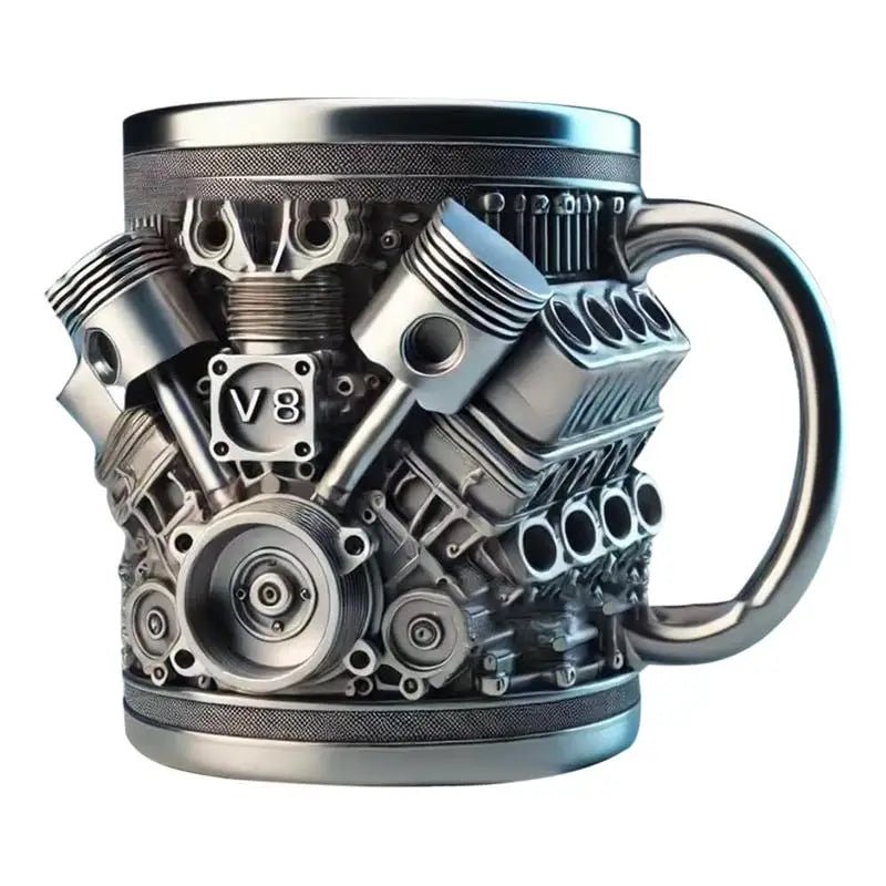 V8 Motor Kaffeetasse Edelstahl Harz kreativ Geschenk Auto Fan - flohmarkt-deutschland.shop