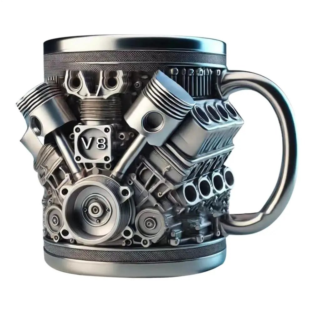 V8 Motor Kaffeetasse Edelstahl Harz kreativ Geschenk Auto Fan - flohmarkt-deutschland.shop