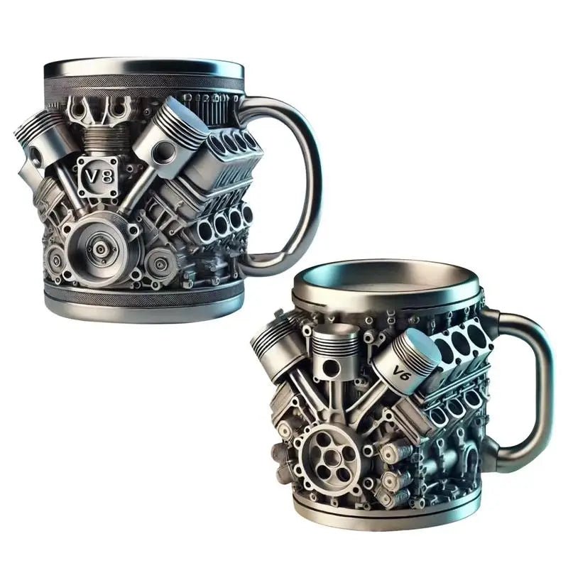 V8 Motor Kaffeetasse Edelstahl Harz kreativ Geschenk Auto Fan - flohmarkt-deutschland.shop
