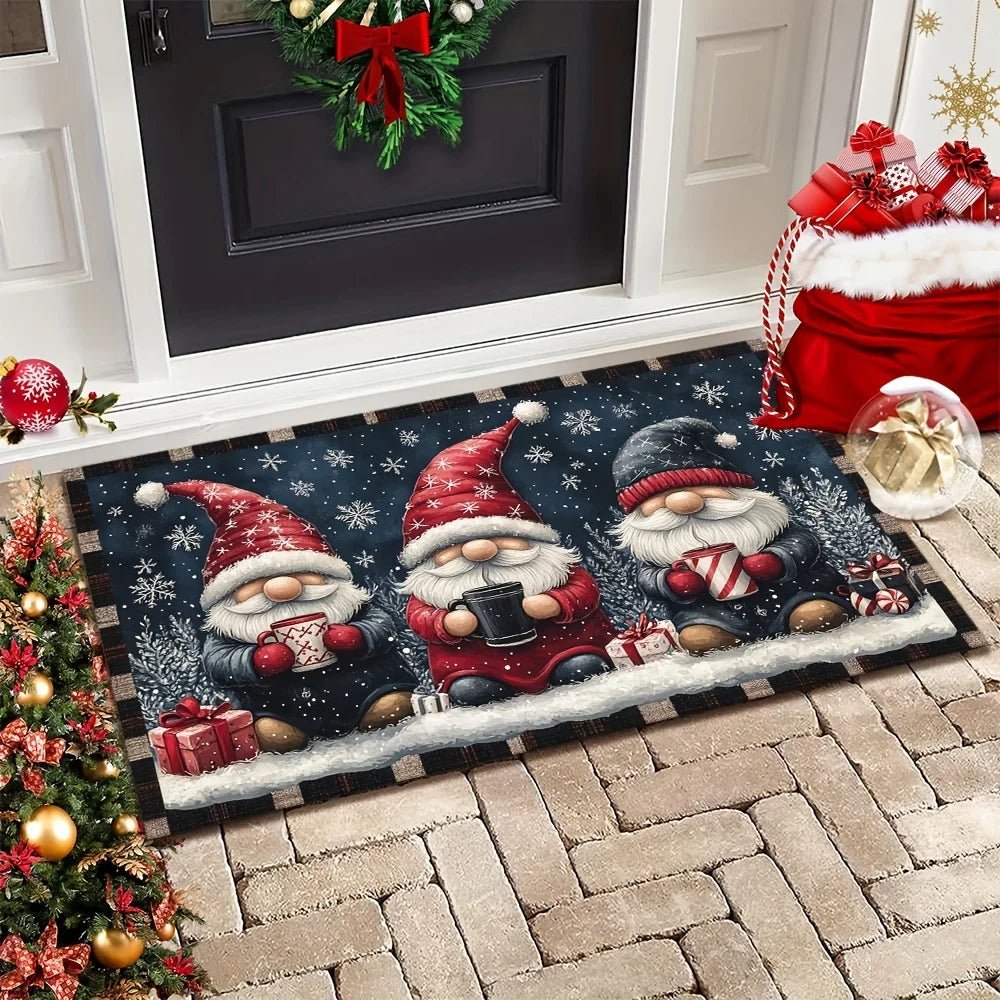 VIKAMA Weihnachtszwerg Fußmatte – innen & außen, Willkommensmatte - flohmarkt-deutschland.shop