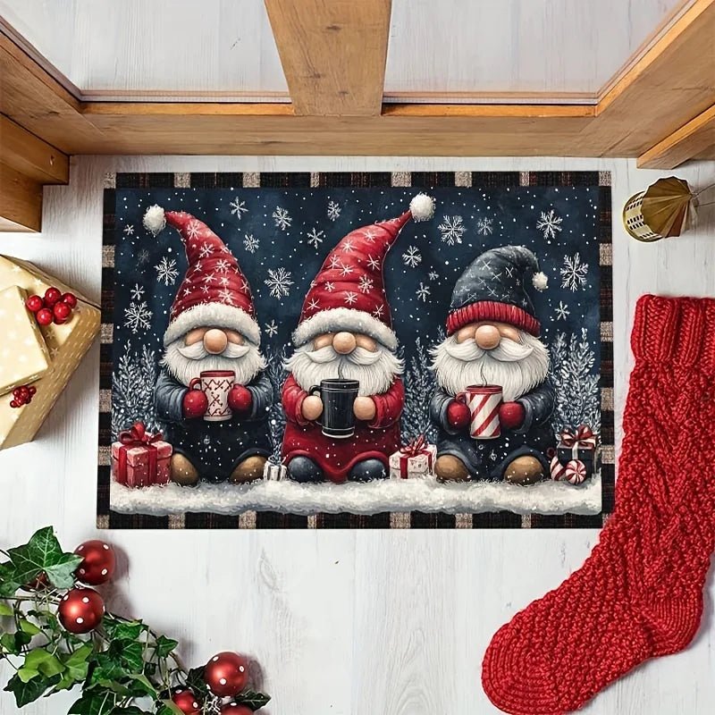 VIKAMA Weihnachtszwerg Fußmatte – innen & außen, Willkommensmatte - flohmarkt-deutschland.shop