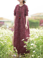 Vintage Blumen Kleid Frau 2025, ZANZEA Herbst Böhmischen Lange Kleider Casual Langarm Maxi Vestidos Lose Robe Femme Oversize - flohmarkt-deutschland.shop