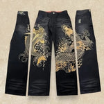 Vintage Japanese Selvedge Jeans Man Y2K High-end Brand Natural Indigo Dip Dyeing Harajuku Mopping Pants - flohmarkt-deutschland.shop