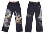 Vintage Japanese Selvedge Jeans Man Y2K High-end Brand Natural Indigo Dip Dyeing Harajuku Mopping Pants - flohmarkt-deutschland.shop