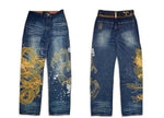 Vintage Japanese Selvedge Jeans Man Y2K High-end Brand Natural Indigo Dip Dyeing Harajuku Mopping Pants - flohmarkt-deutschland.shop
