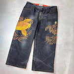 Vintage Japanese Selvedge Jeans Man Y2K High-end Brand Natural Indigo Dip Dyeing Harajuku Mopping Pants - flohmarkt-deutschland.shop
