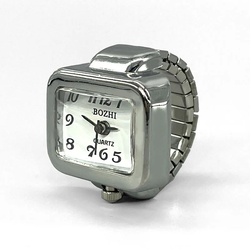 Vintage Punk Finger Uhr Mini Gummiband Legierung Uhren Paar Ringe Schmuck Uhr Retro Römischen Quarzuhr Ringe Frauen Männer - flohmarkt-deutschland.shop