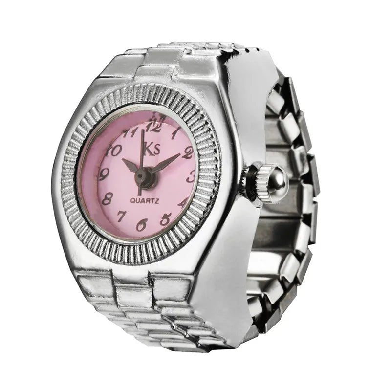 Vintage Punk Finger Uhr Mini Gummiband Legierung Uhren Paar Ringe Schmuck Uhr Retro Römischen Quarzuhr Ringe Frauen Männer - flohmarkt-deutschland.shop