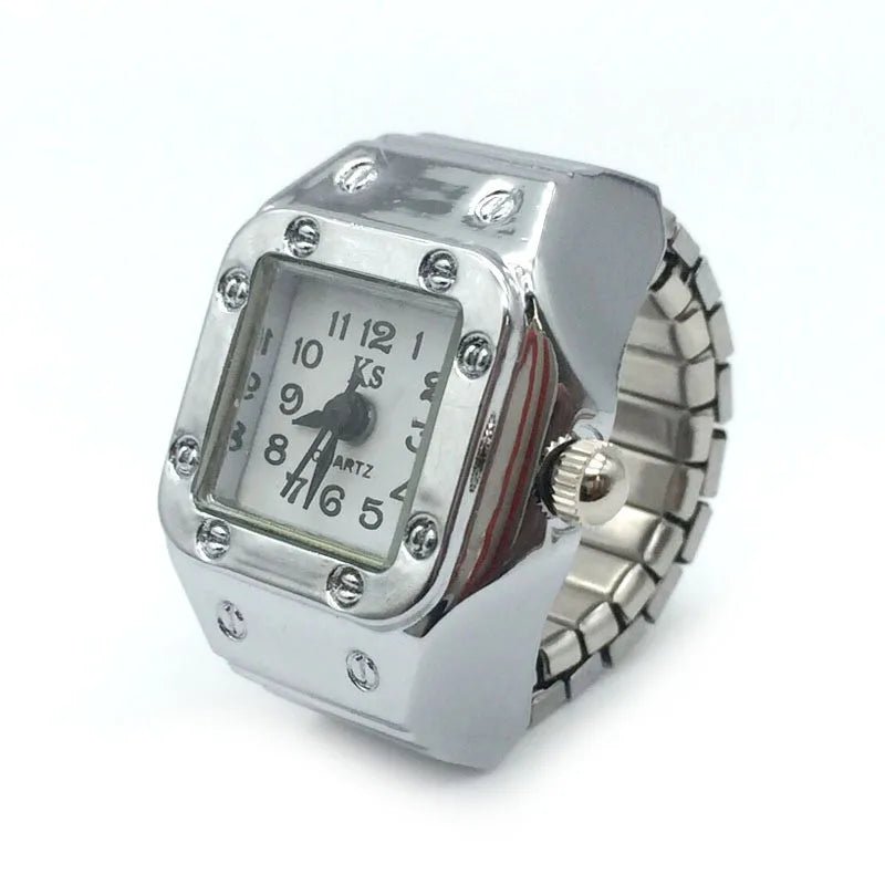 Vintage Punk Finger Uhr Mini Gummiband Legierung Uhren Paar Ringe Schmuck Uhr Retro Römischen Quarzuhr Ringe Frauen Männer - flohmarkt-deutschland.shop