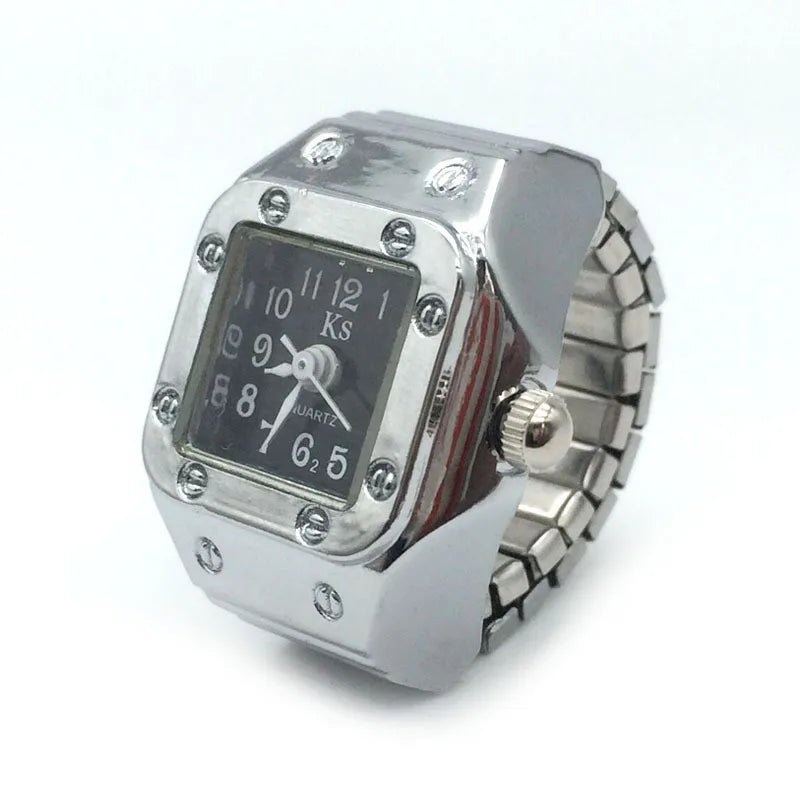 Vintage Punk Finger Uhr Mini Gummiband Legierung Uhren Paar Ringe Schmuck Uhr Retro Römischen Quarzuhr Ringe Frauen Männer - flohmarkt-deutschland.shop