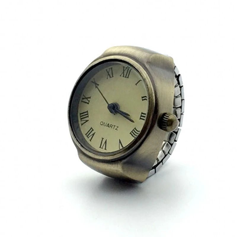 Vintage Punk Finger Uhr Mini Gummiband Legierung Uhren Paar Ringe Schmuck Uhr Retro Römischen Quarzuhr Ringe Frauen Männer - flohmarkt-deutschland.shop