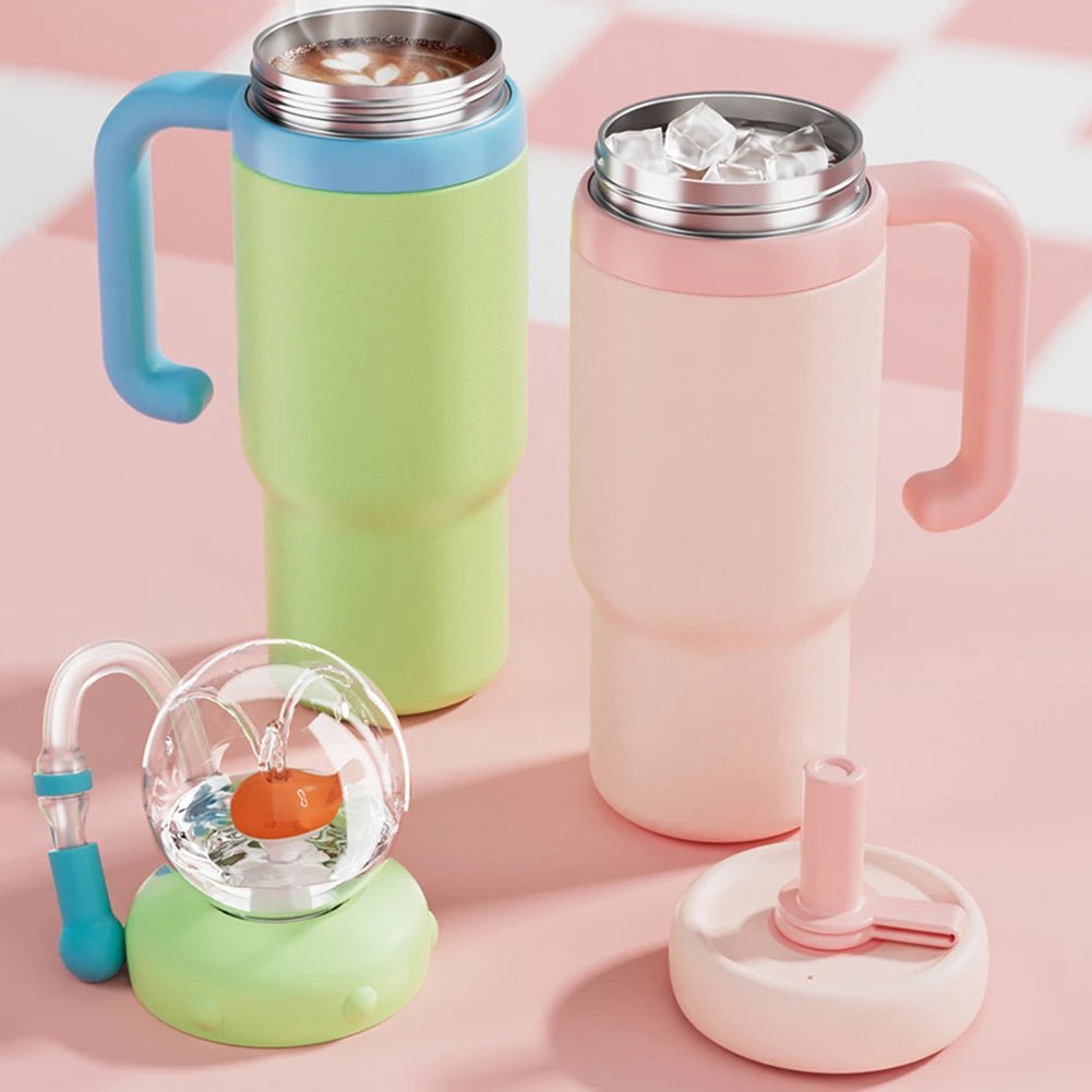 Wal Trinkbecher Edelstahl 710ml Strohhalm auslaufsicher kreativ - flohmarkt-deutschland.shop