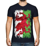 Wales Grunge Flagge Herren T-Shirt Walisisch Fußball Geschenk Kleidung Obterteil - flohmarkt-deutschland.shop
