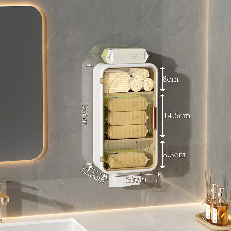 Wandmontierte Aufbewahrungsbox, bohrfreier wandmontierter Badezimmerschrank, magnetische staubdichte Aufbewahrungsbox für Duschraum. - flohmarkt-deutschland.shop