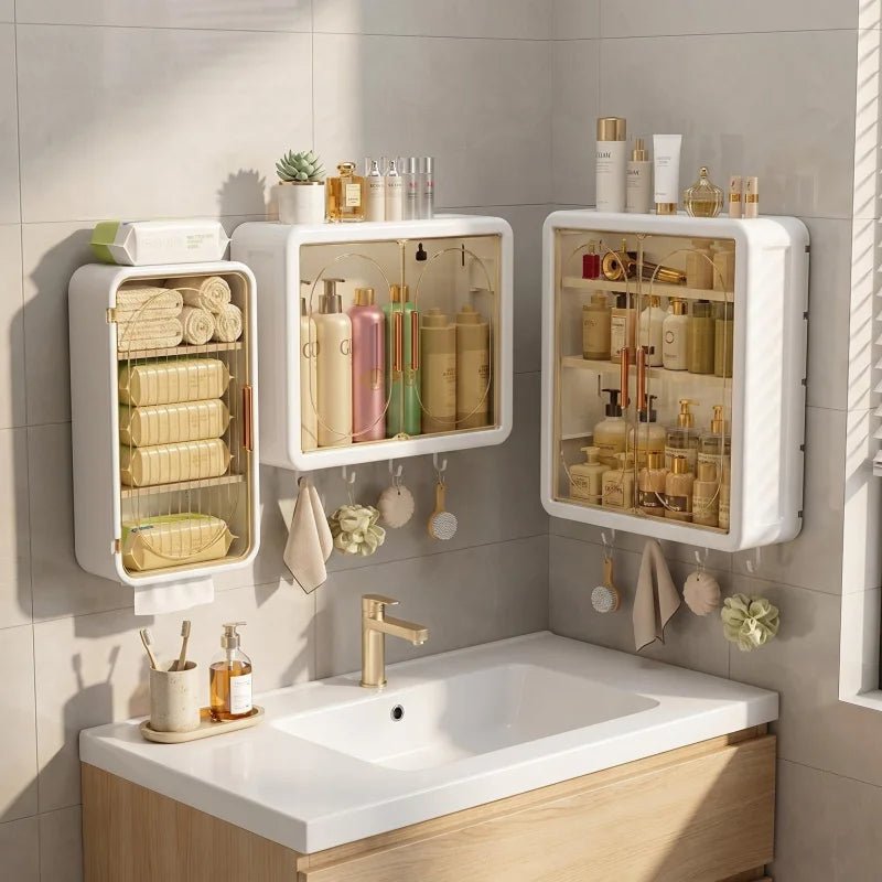 Wandmontierte Aufbewahrungsbox, bohrfreier wandmontierter Badezimmerschrank, magnetische staubdichte Aufbewahrungsbox für Duschraum. - flohmarkt-deutschland.shop
