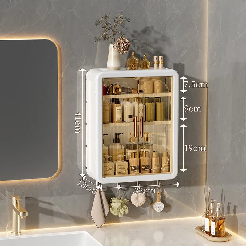Wandmontierte Aufbewahrungsbox, bohrfreier wandmontierter Badezimmerschrank, magnetische staubdichte Aufbewahrungsbox für Duschraum. - flohmarkt-deutschland.shop