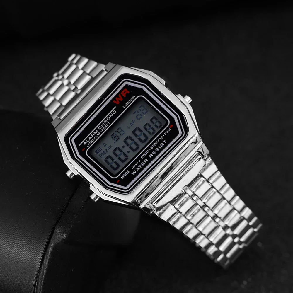 Wasserdicht Retro Uhr Digital Edelstahl Sport Militär Uhren Männer Frauen Elektronische Armbanduhr Uhr - flohmarkt-deutschland.shop