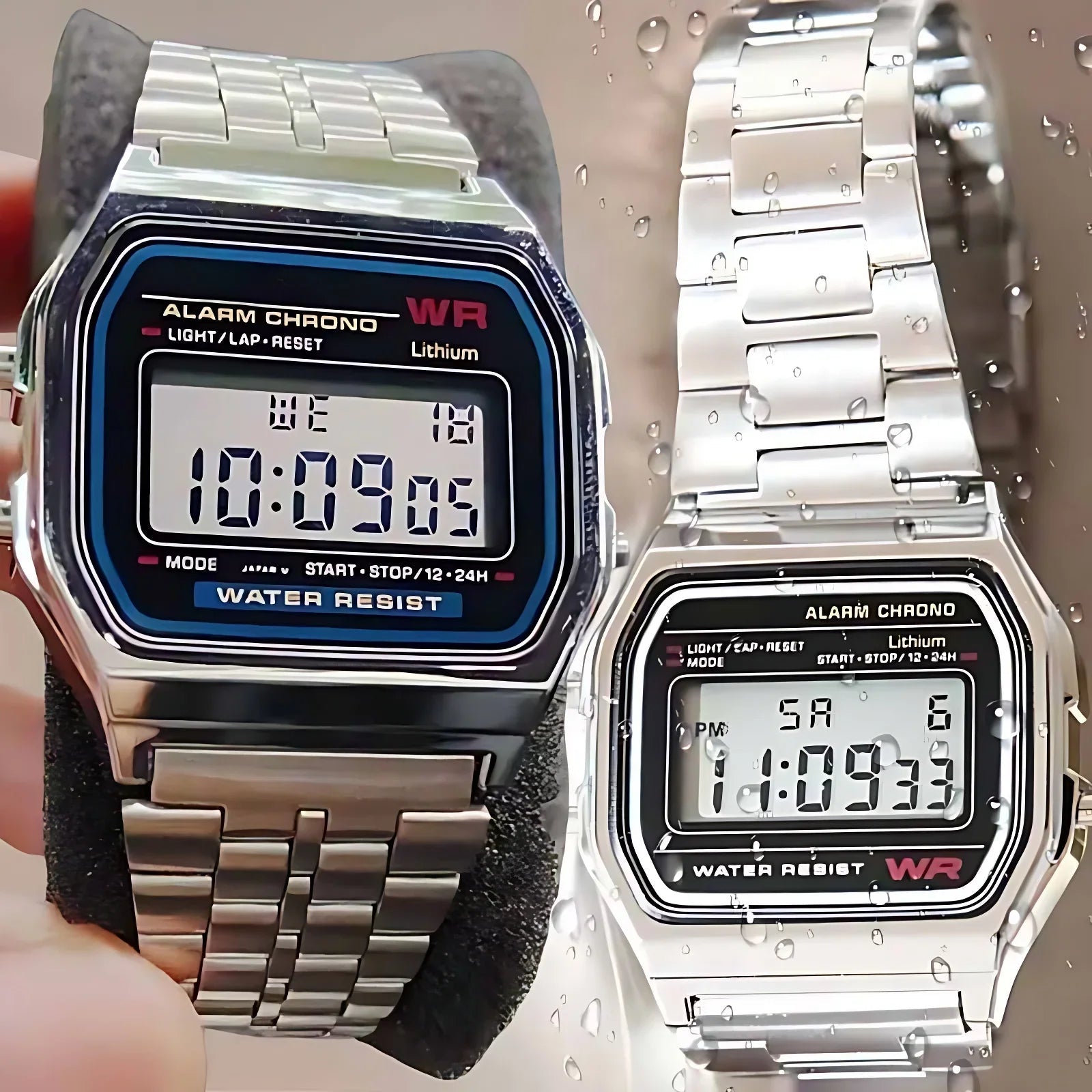 Wasserdicht Retro Uhr Digital Edelstahl Sport Militär Uhren Männer Frauen Elektronische Armbanduhr Uhr - flohmarkt-deutschland.shop