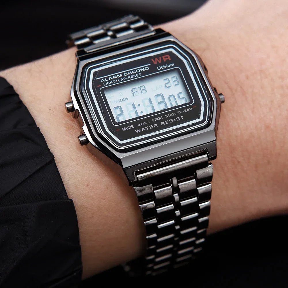 Wasserdicht Retro Uhr Digital Edelstahl Sport Militär Uhren Männer Frauen Elektronische Armbanduhr Uhr - flohmarkt-deutschland.shop