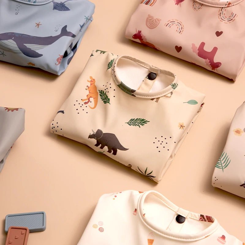 Wasserdichte Lätzchen für Neugeborene, Kinder-Mal-Kittel-Lätzchen mit langen Ärmeln für Jungen und Mädchen, leicht zu reinigende Schürze, Baby-Sachen - flohmarkt-deutschland.shop