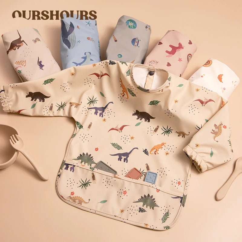 Wasserdichte Lätzchen für Neugeborene, Kinder-Mal-Kittel-Lätzchen mit langen Ärmeln für Jungen und Mädchen, leicht zu reinigende Schürze, Baby-Sachen - flohmarkt-deutschland.shop