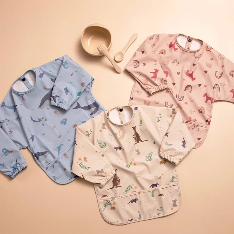 Wasserdichte Lätzchen für Neugeborene, Kinder-Mal-Kittel-Lätzchen mit langen Ärmeln für Jungen und Mädchen, leicht zu reinigende Schürze, Baby-Sachen - flohmarkt-deutschland.shop