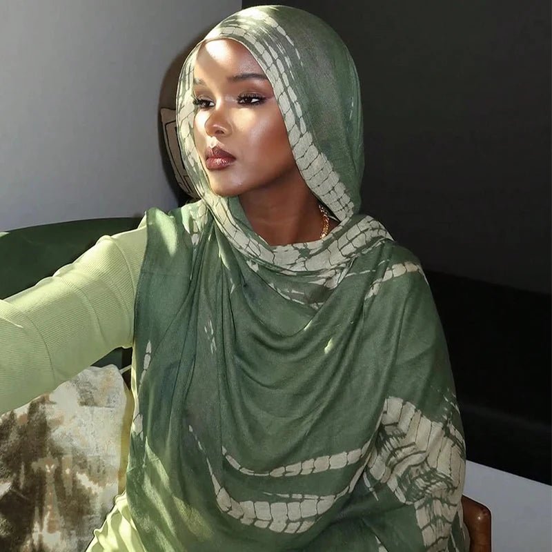 Watercolor Print Hijab Muslim Marble scarf Soft Breathable Sun Protection Lightweight Summer beach Wrap for Women - flohmarkt-deutschland.shop