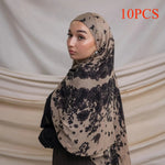 Watercolor Print Hijab Muslim Marble scarf Soft Breathable Sun Protection Lightweight Summer beach Wrap for Women - flohmarkt-deutschland.shop