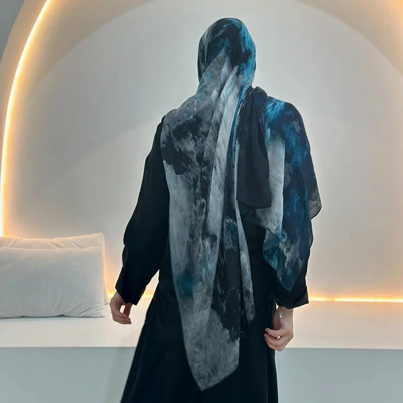 Watercolor Print Hijab Muslim Marble scarf Soft Breathable Sun Protection Lightweight Summer beach Wrap for Women - flohmarkt-deutschland.shop