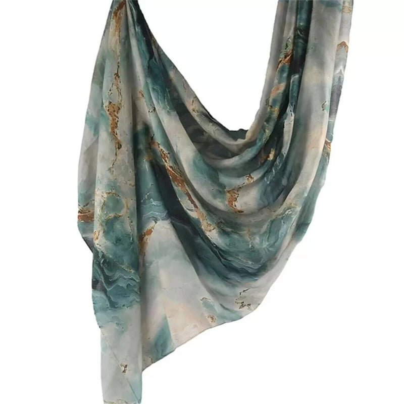 Watercolor Print Hijab Muslim Marble scarf Soft Breathable Sun Protection Lightweight Summer beach Wrap for Women - flohmarkt-deutschland.shop