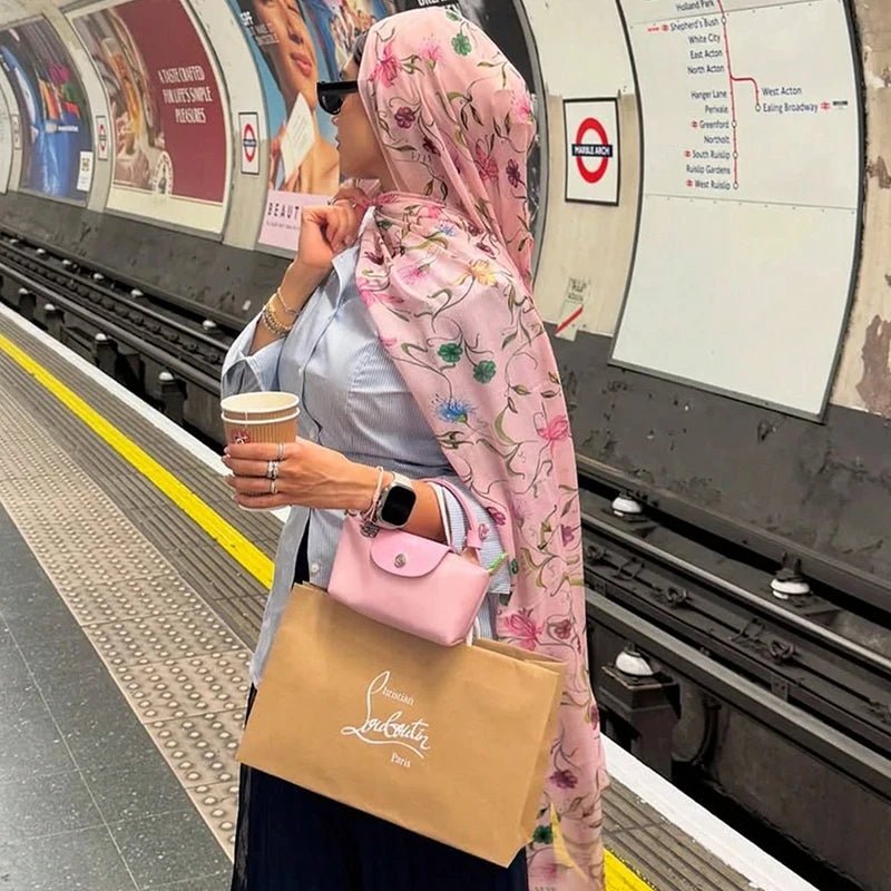 Watercolor Print Hijab Muslim Marble scarf Soft Breathable Sun Protection Lightweight Summer beach Wrap for Women - flohmarkt-deutschland.shop