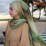 Watercolor Print Hijab Muslim Marble scarf Soft Breathable Sun Protection Lightweight Summer beach Wrap for Women - flohmarkt-deutschland.shop