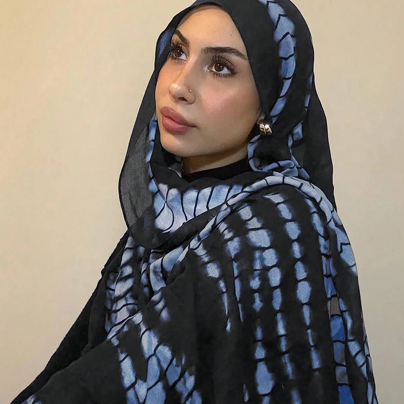 Watercolor Print Hijab Muslim Marble scarf Soft Breathable Sun Protection Lightweight Summer beach Wrap for Women - flohmarkt-deutschland.shop