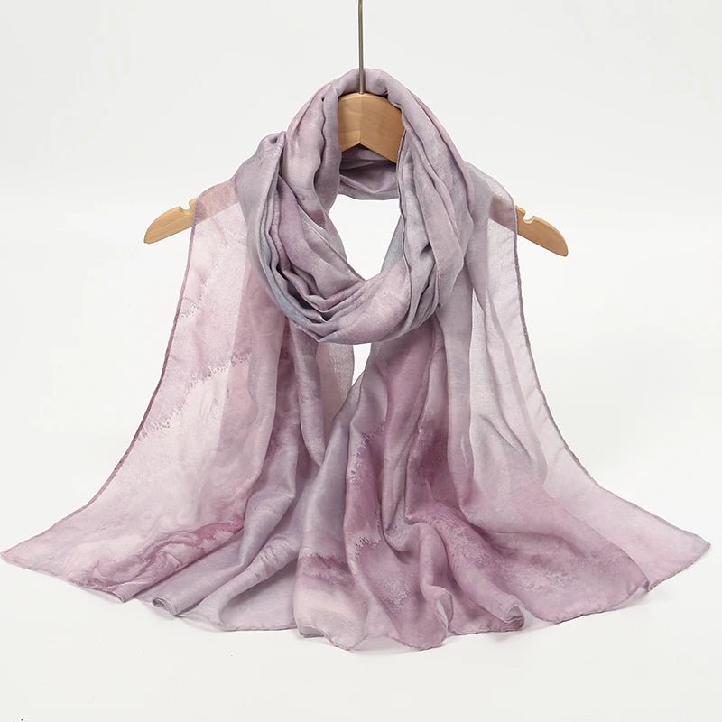Watercolor Print Hijab Muslim Marble scarf Soft Breathable Sun Protection Lightweight Summer beach Wrap for Women - flohmarkt-deutschland.shop