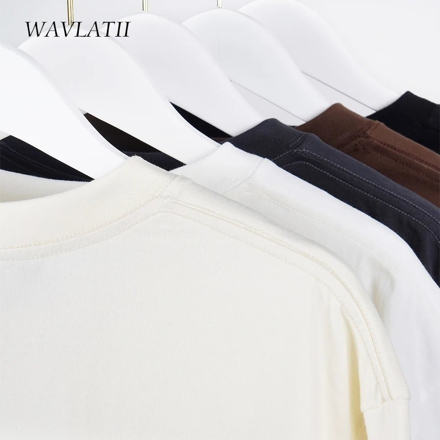 WAVLATII Oversized Summer T shirts for Women Men Brown Casual Female Korean Streetwear Tees Unisex Basic Solid Young Cool Tops - flohmarkt-deutschland.shop
