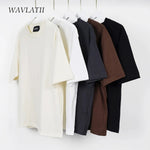WAVLATII Oversized Summer T shirts for Women Men Brown Casual Female Korean Streetwear Tees Unisex Basic Solid Young Cool Tops - flohmarkt-deutschland.shop