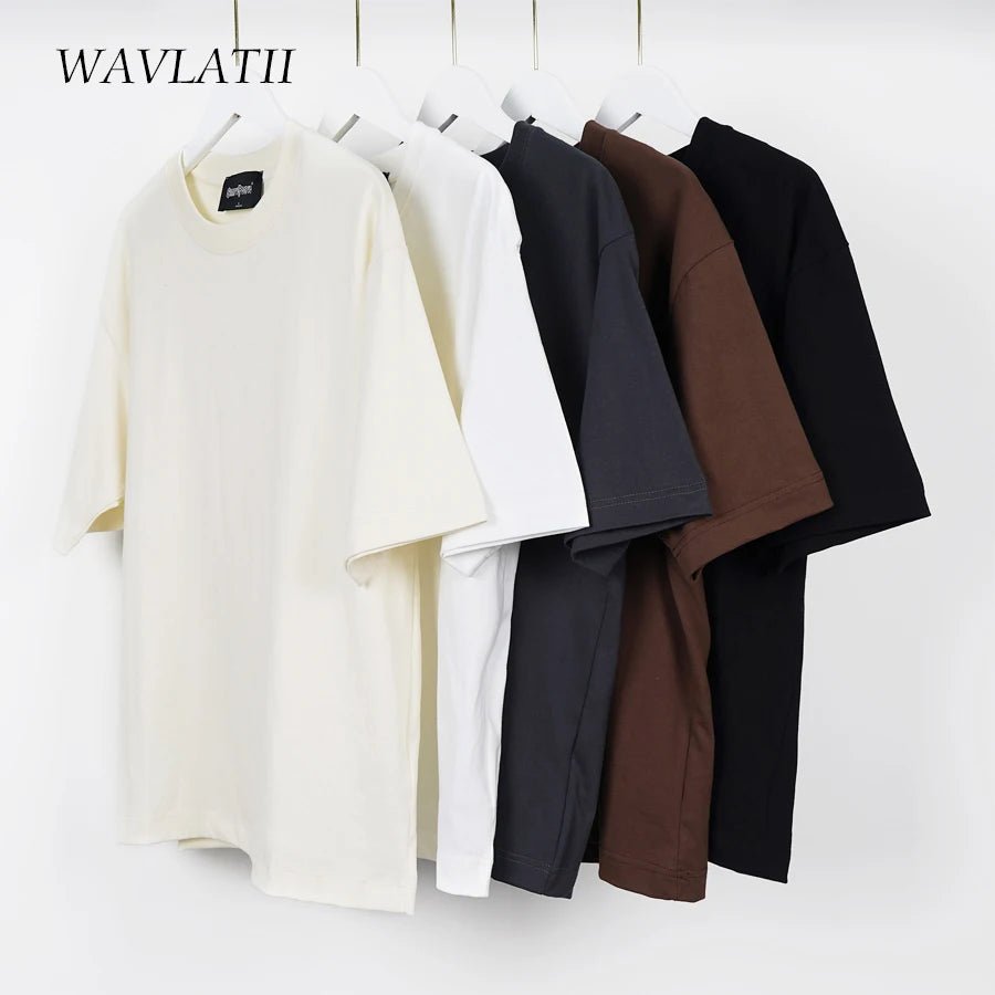 WAVLATII Oversized Summer T shirts for Women Men Brown Casual Female Korean Streetwear Tees Unisex Basic Solid Young Cool Tops - flohmarkt-deutschland.shop