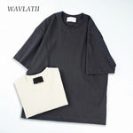 WAVLATII Oversized Summer T shirts for Women Men Brown Casual Female Korean Streetwear Tees Unisex Basic Solid Young Cool Tops - flohmarkt-deutschland.shop