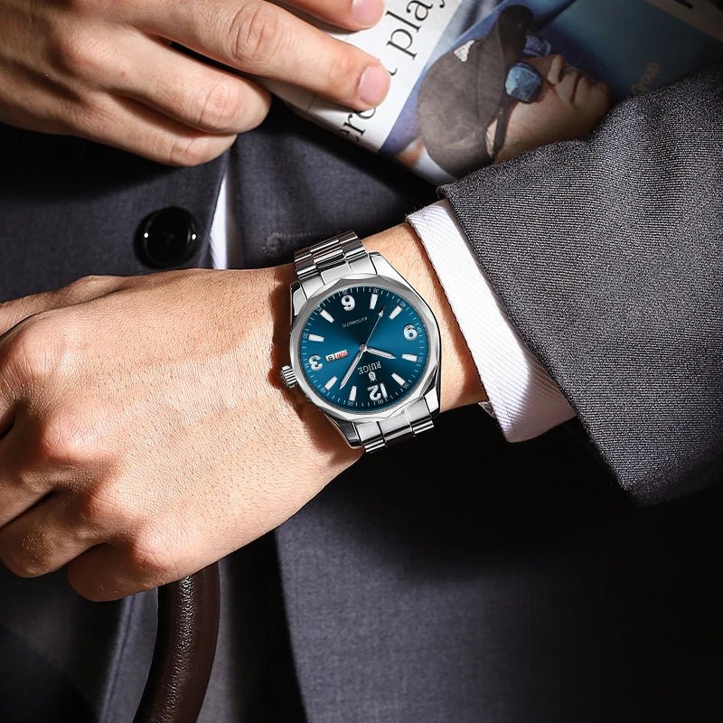 Week Kalender Herren Vollautomatische mechanische Uhr Edelstahl Herren Nachtlicht wasserdichte Uhr - flohmarkt-deutschland.shop