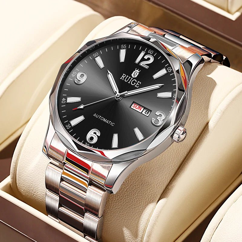 Week Kalender Herren Vollautomatische mechanische Uhr Edelstahl Herren Nachtlicht wasserdichte Uhr - flohmarkt-deutschland.shop